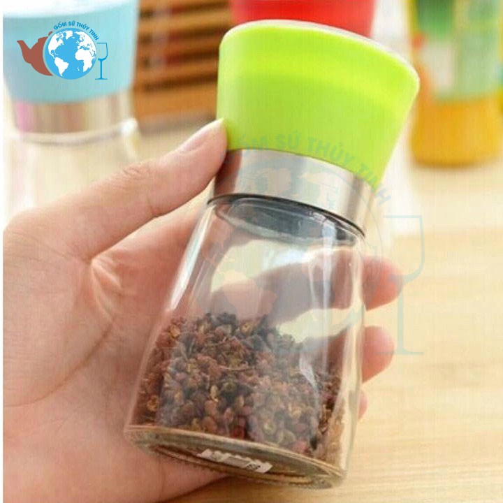 Dụng cụ xay tiêu 2 trong 1 thân thủy tinh dày đẹp