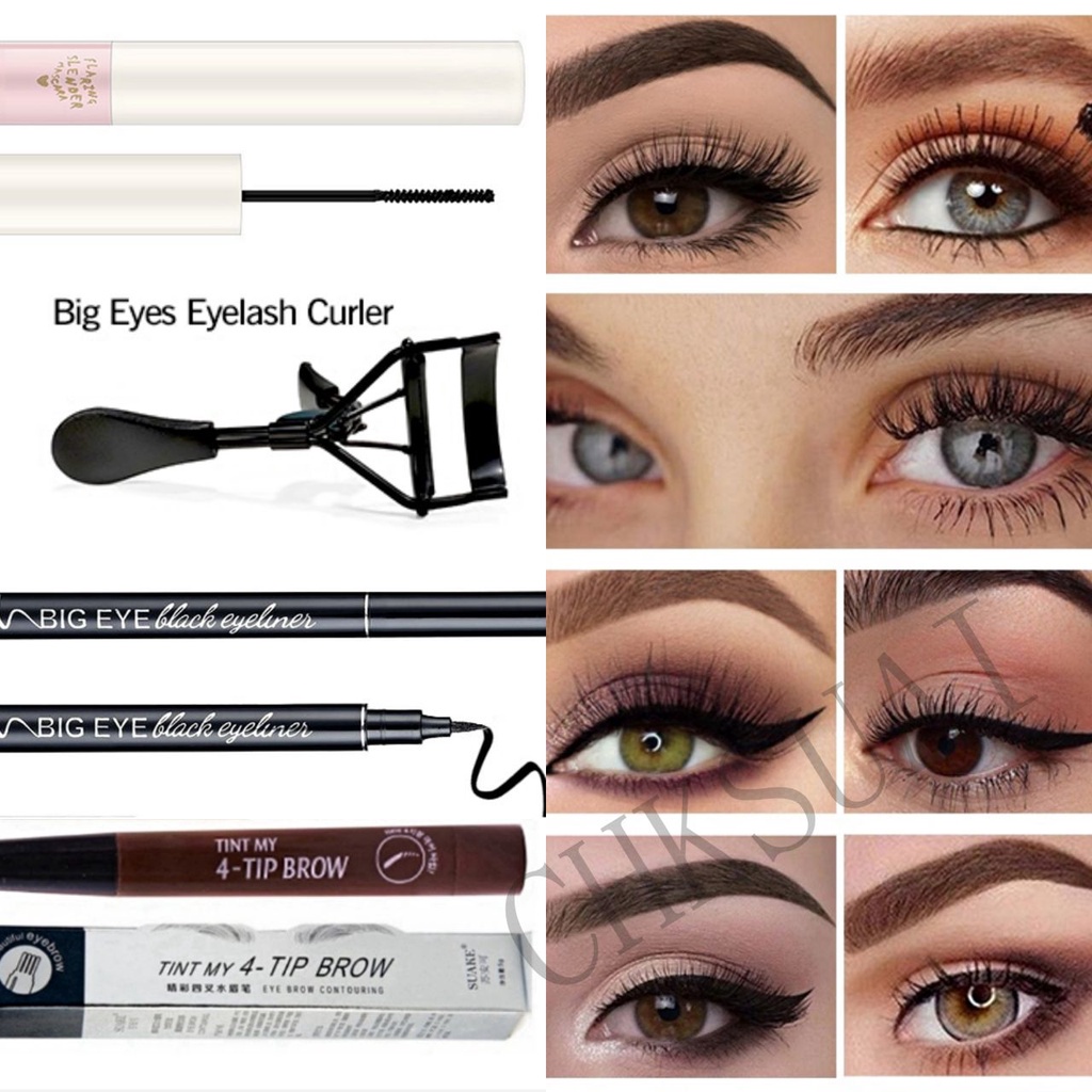 Bộ Bút Kẻ Lông Mày + Mascara + Mascara + Bút Kẻ Mắt Dạng Lỏng 4 Món Chất Lượng Cao