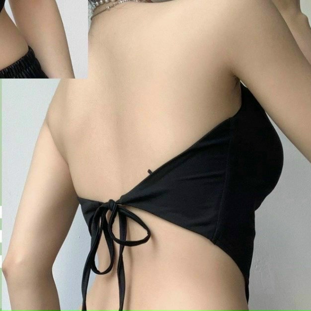 áo yếm xích đeo cổ họa tiết cột dây lưng hở sexy na