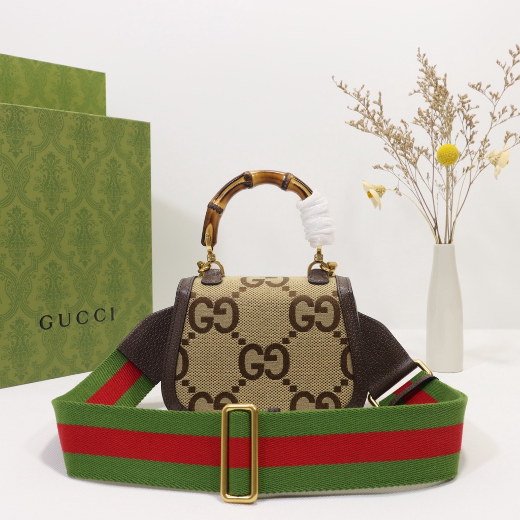Túi xách quai trúc nữ da thật thời trang cao cấp Gucci GG GC phong cách retro