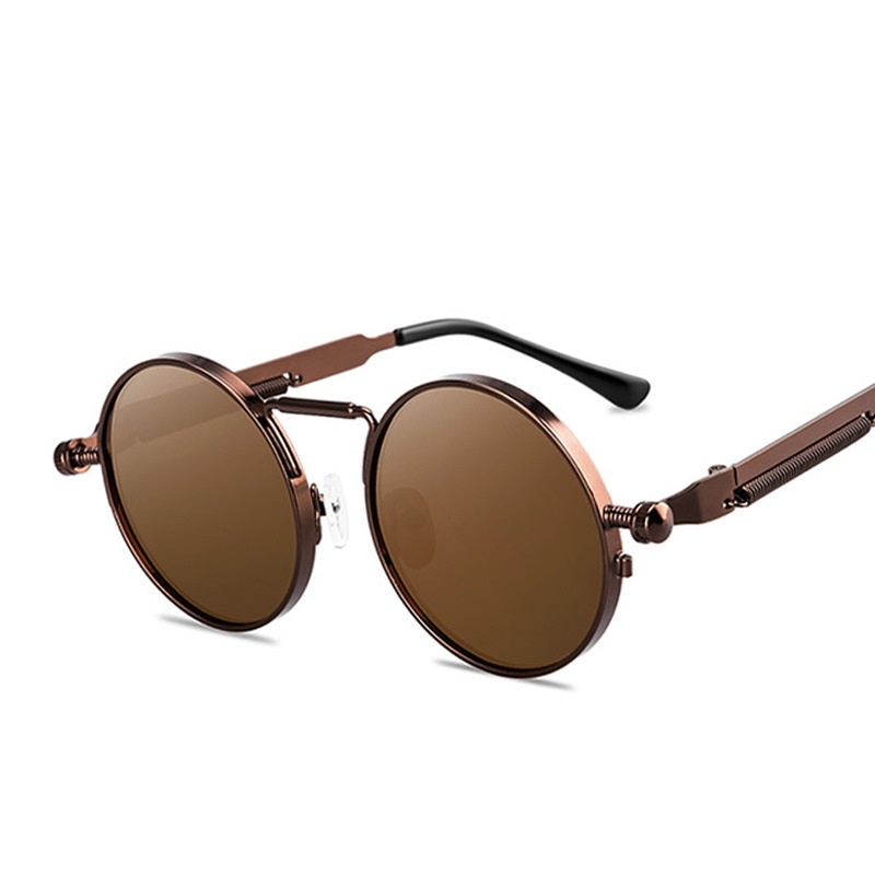 Kính Mát Gọng Kim Loại Tròn Chống Tia UV400 Phong Cách Steampunk 2021 Thời Trang