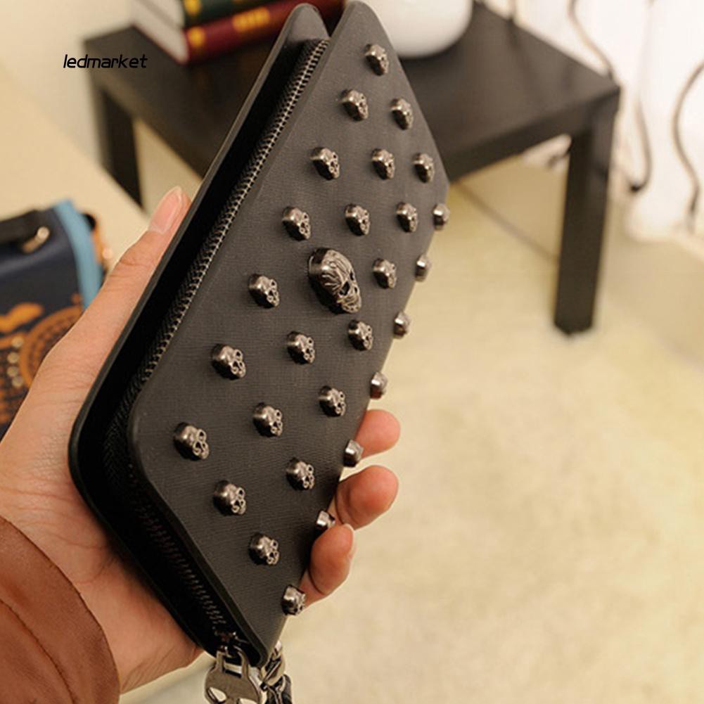 Ví da dáng dài trang trí đầu lâu phong cách cổ điển | BigBuy360 - bigbuy360.vn