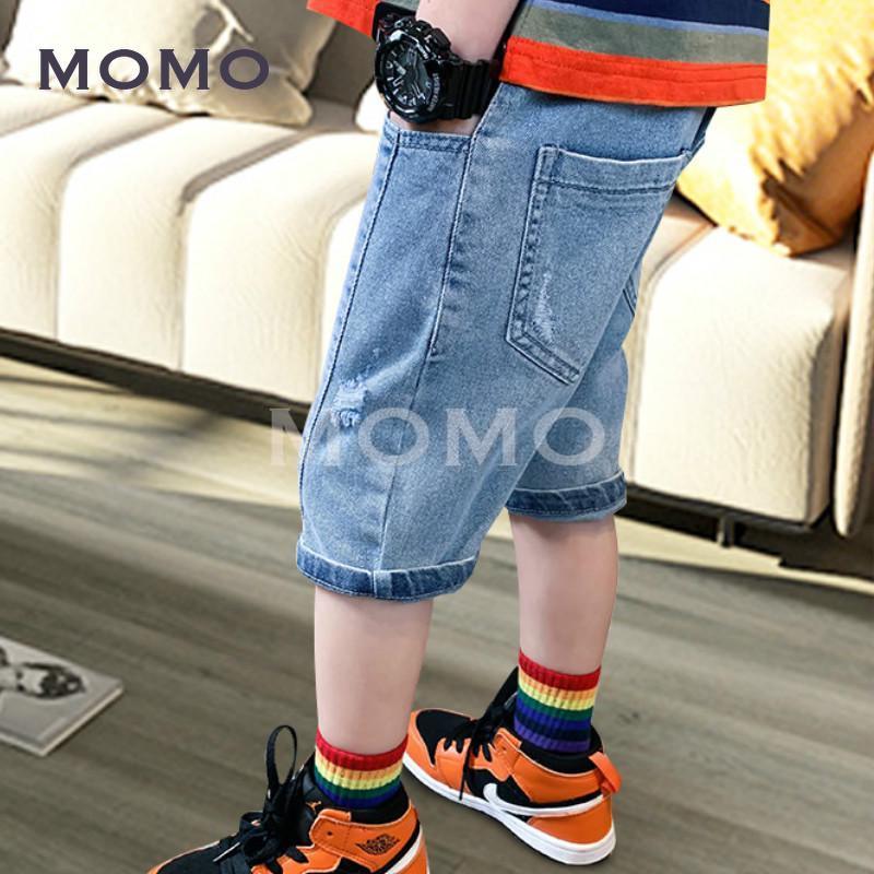 Quần Short Denim In Chữ Thời Trang Cho Bé Trai 3-12 Tuổi