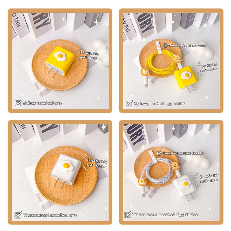 Phụ Kiện Bảo Vệ Đầu Dây Cáp Sạc Hình Quả Trứng Hoạt Hình Đáng Yêu