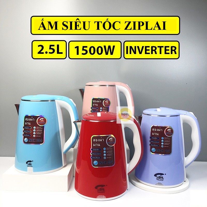 Ấm Siêu Tốc ZipLai 2.5L hàng Thái Lan nhập khẩu tại Việt Nam Giao Màu Ngẫu Nhiên (Sử dụng công nghệ INVERTER tiết kiệm)