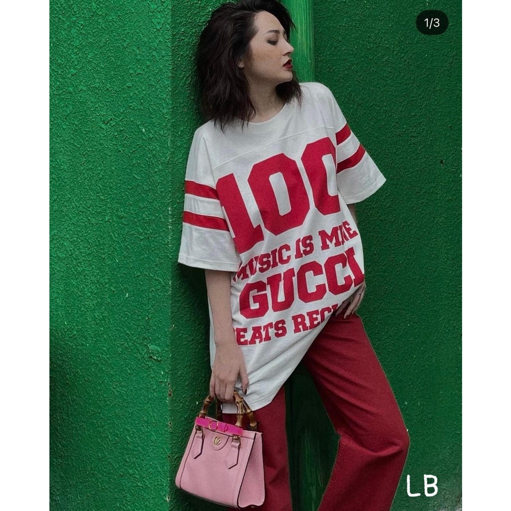 Áo Phông Gucci Đỏ 100 - Chất liệu Cotton Co Giãn 4 Chiều, Form Rộng Thoải Mái