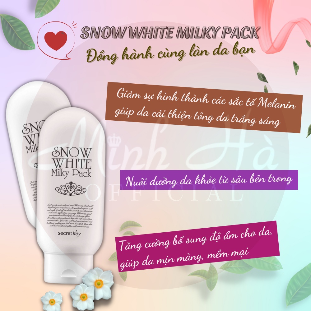 Kem dưỡng trắng da toàn thân Secret Key Snow White Milky Pack 200g - Minh Hà Official