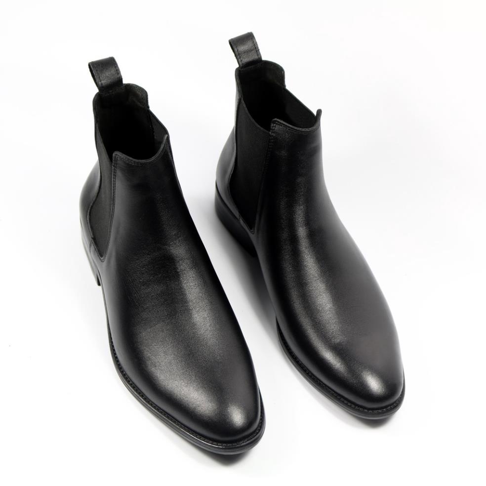 Giày thời trang nam phong cách Chelsea Boots chất liệu da trơn nhẵn bóng nhẹ đế cao su đúc nhiệt đọn 3.5cm
