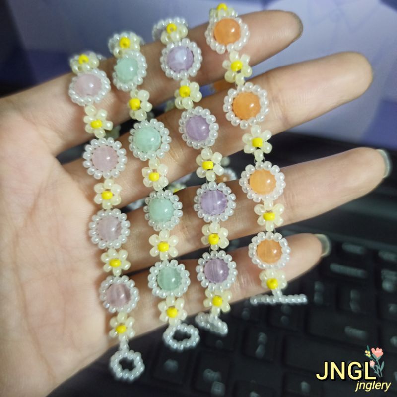 Vòng tay hạt cườm handmade kết cườm hạt đá nhiều màu