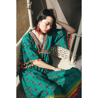 [Kèm feedback] Đầm vintage cổ V cánh dơi Asago