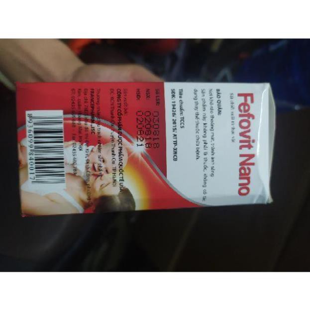 Fefovit Nano Bổ Sung Sắt, Tăng Cường Lưu Thông Máu Cho Phụ Nữ Mang Thai Hộp 100 viên