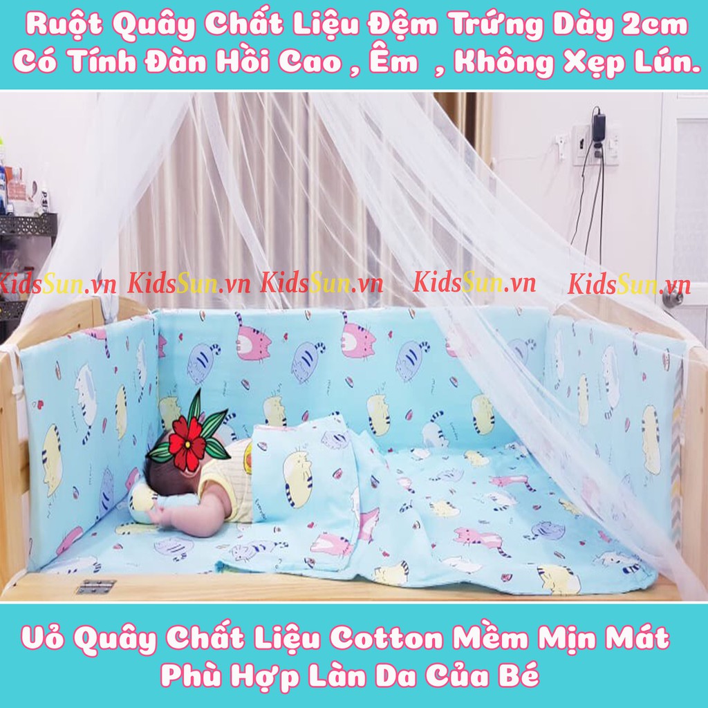 Quây Cũi Cho Bé Bao Gồm Ruột Đệm Trứng Dày 2 Cm Và Vỏ Chất Vải Cotton 100% Nhiều Màu Sắc KIDSSUN