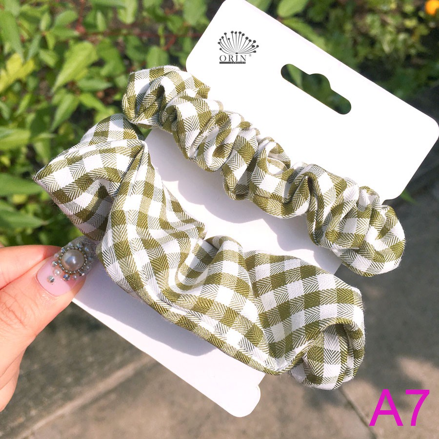 Set 2 buộc tóc ,cột tóc scrunchies xanh lá Orin K1179 K1178 K1177 K1181