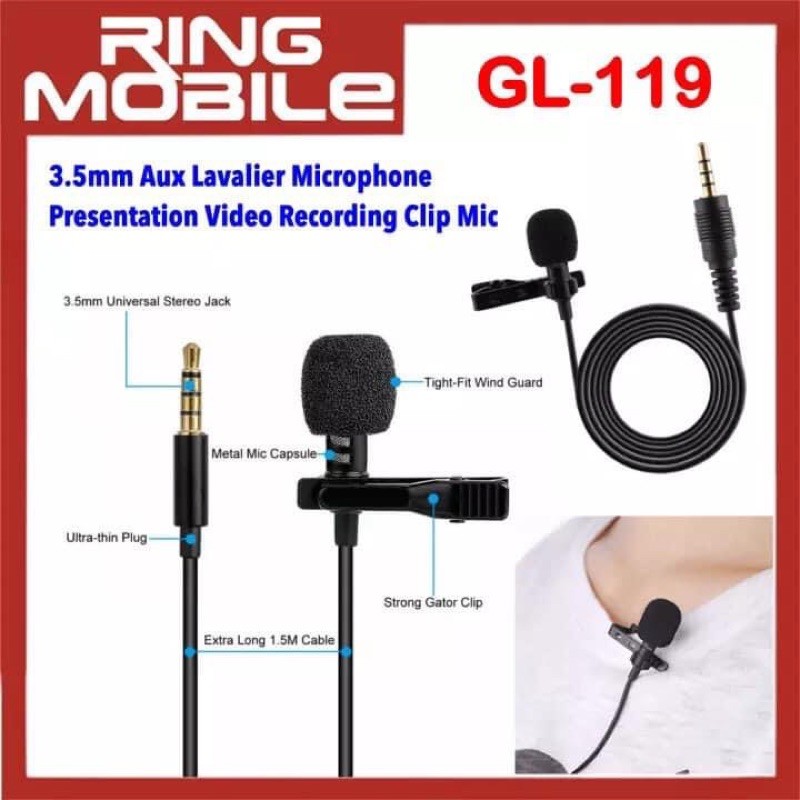 [Mã ELHACE giảm 4% đơn 300K] Mic ghi âm ,livetreams cho điện thoại GL-119 cổng 3.5mm