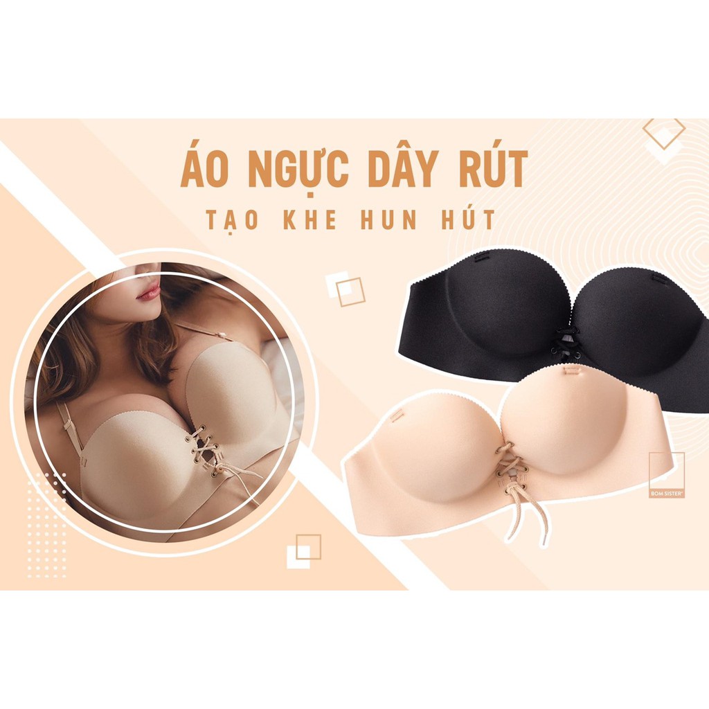 Áo ngực chống tuột su rút dây nâng ngực tặng kèm dây trong - Áo chống tụt - Áo dây rút bàn tay