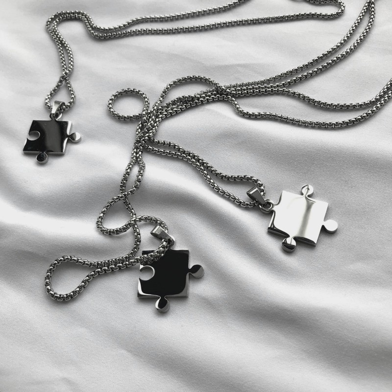 Dây Chuyền Thép Titan Mặt Mảnh Ghép Đơn Giản Cá Tính