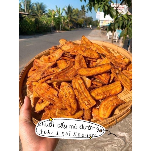 chuối sấy mè đường