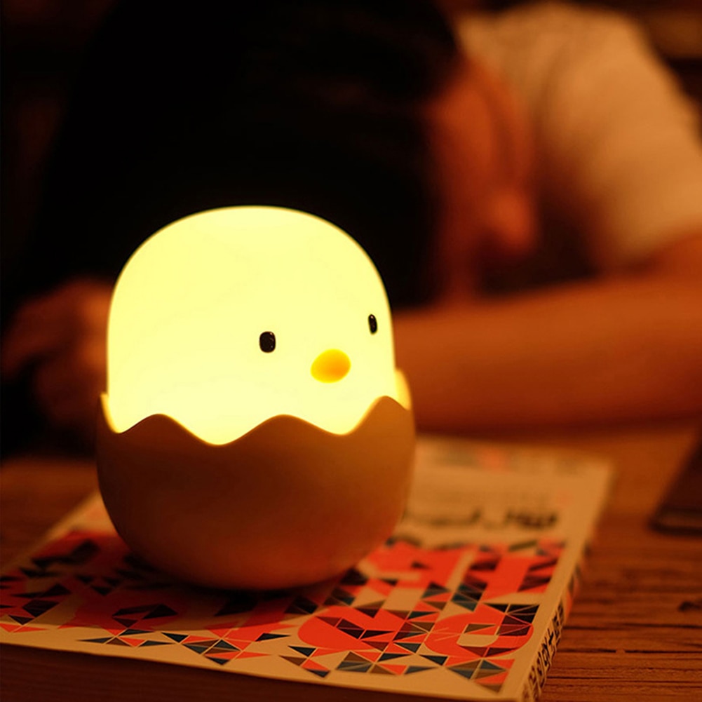 Đèn Ngủ Cảm Ứng Hình Trứng Gà Silicon Lãng Mạn Cho Bé