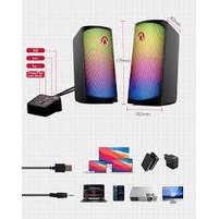 BlitzWolf AA-GCR3 AirAux Loa Máy Tính Loa Bluetooth AUX Âm Thanh Nổi HiFi 4 Chiếc Đèn RGB Nguồn Cung Cấp USB-Màu Đen