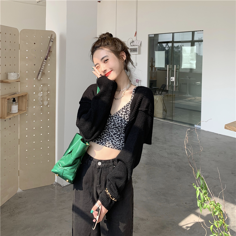 Xiaozhainv Áo Khoác Cardigan/Áo Hai Dây Họa Tiết Da Báo Quyến Rũ Phong Cách Hàn Quốc | BigBuy360 - bigbuy360.vn