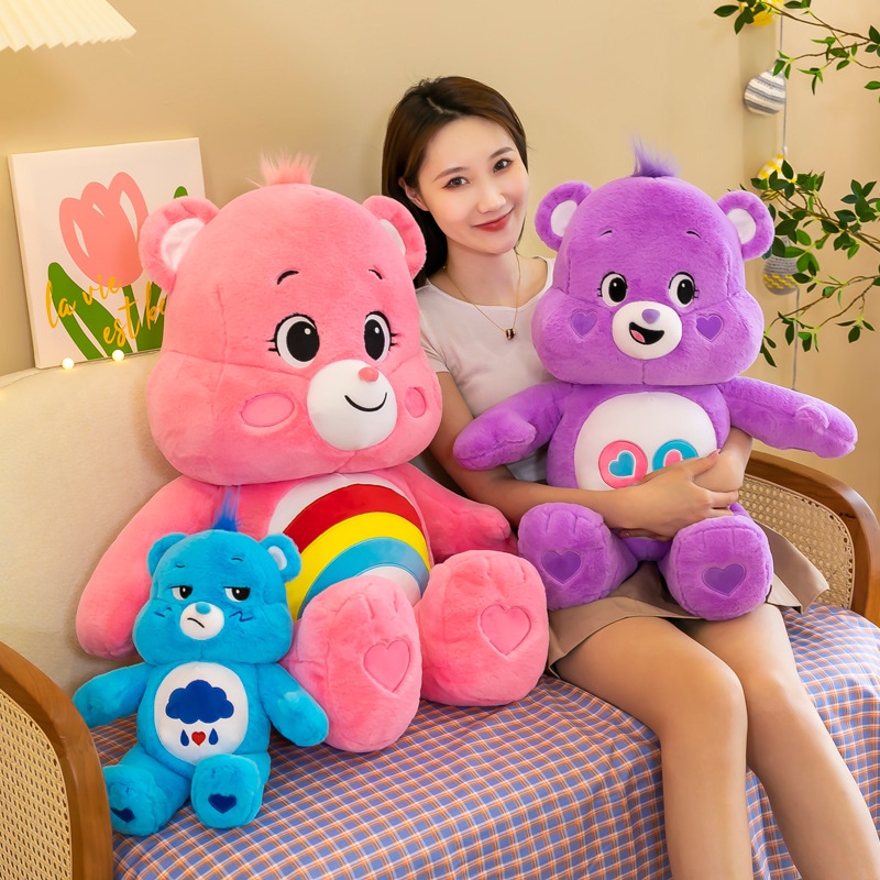 Thú Nhồi Bông Hình Gấu Tức Giận Màu Cầu Vồng Dễ Thương 26CM