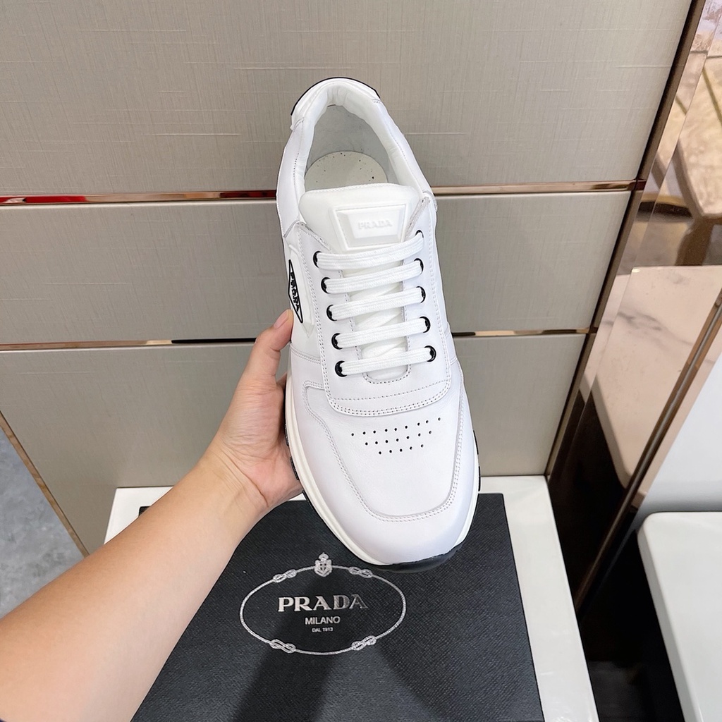 Giày thể thao nam cao cấp da thật PRADA thiết kế hiện đại, nhẹ với lớp lưới thoáng khí mang đến sự thoải mái