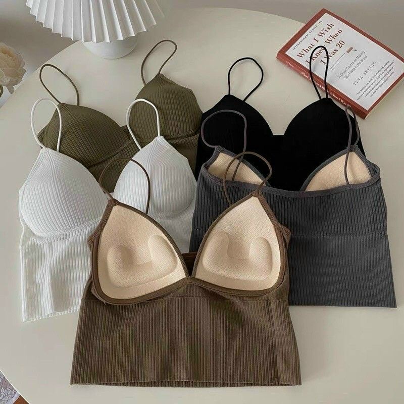 Áo bra hai dây mút liền kiểu mới, chất gân tăm thời trang 1833