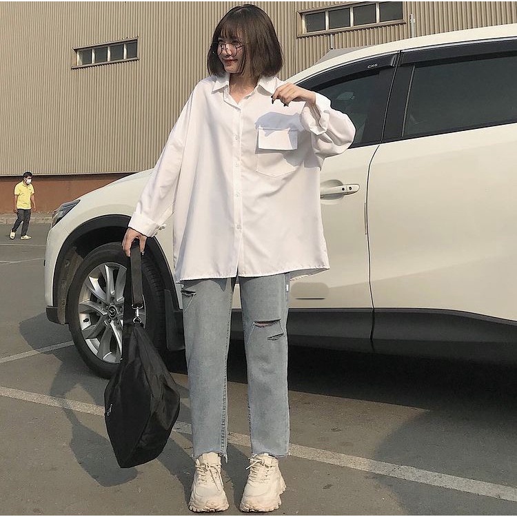 [ Đủ màu] Quần baggy jean rách 17.3 3 line lai tua vải dày dặn mềm mịn màu xanh nhạt, xanh đậm, xám nhạt, đen hot