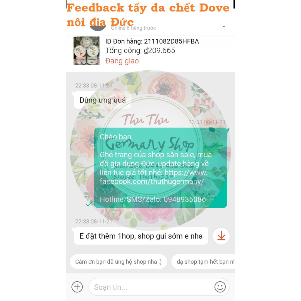 Tẩy da chết body DOVE nội địa Đức