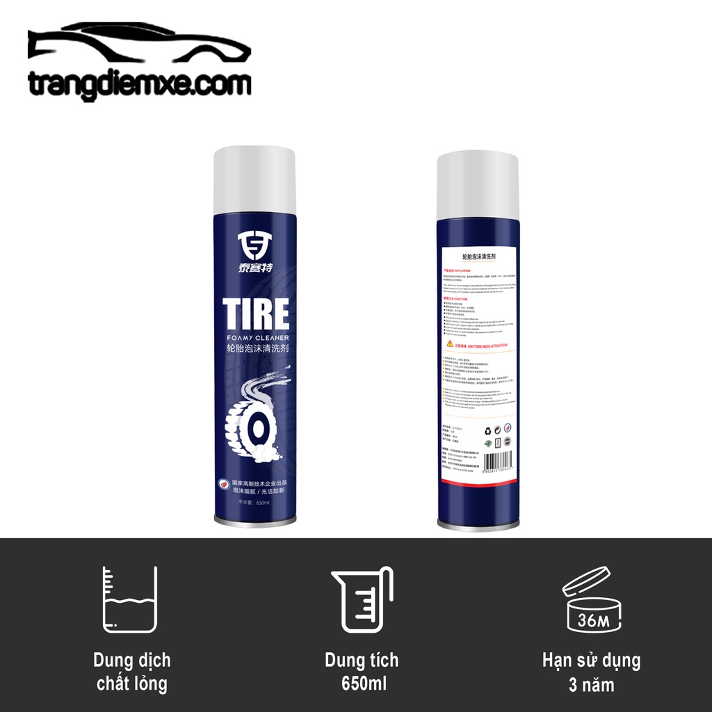 Chai Xịt Làm Sáng Lốp Xe Ô Tô Tđx Tst Tire 650 Ml / 6
