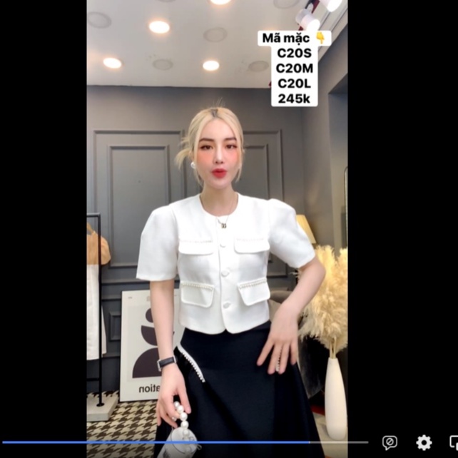 LILAC- Set áo trắng + chân váy đen phối chuỗi hạt Crazyteen NEW TAG