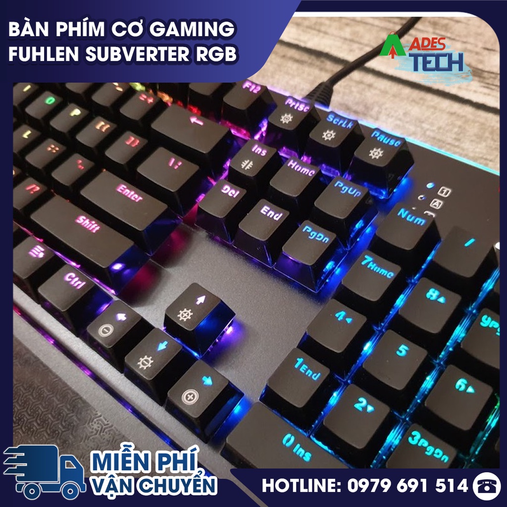 Bàn phím cơ gaming Fuhlen Subverter RGB - BẢO HÀNH 24 THÁNG - Bàn phím cơ quang học đèn LED RGB