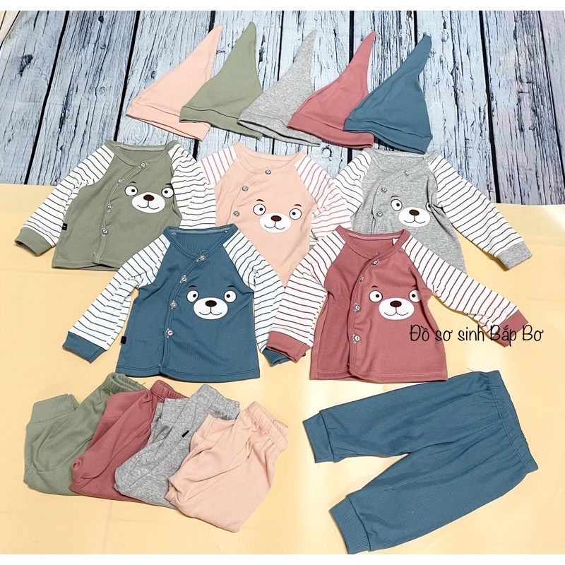 Bộ thu đông cho bé Sơ sinh chất len tăm cho Bé từ 3-9kg