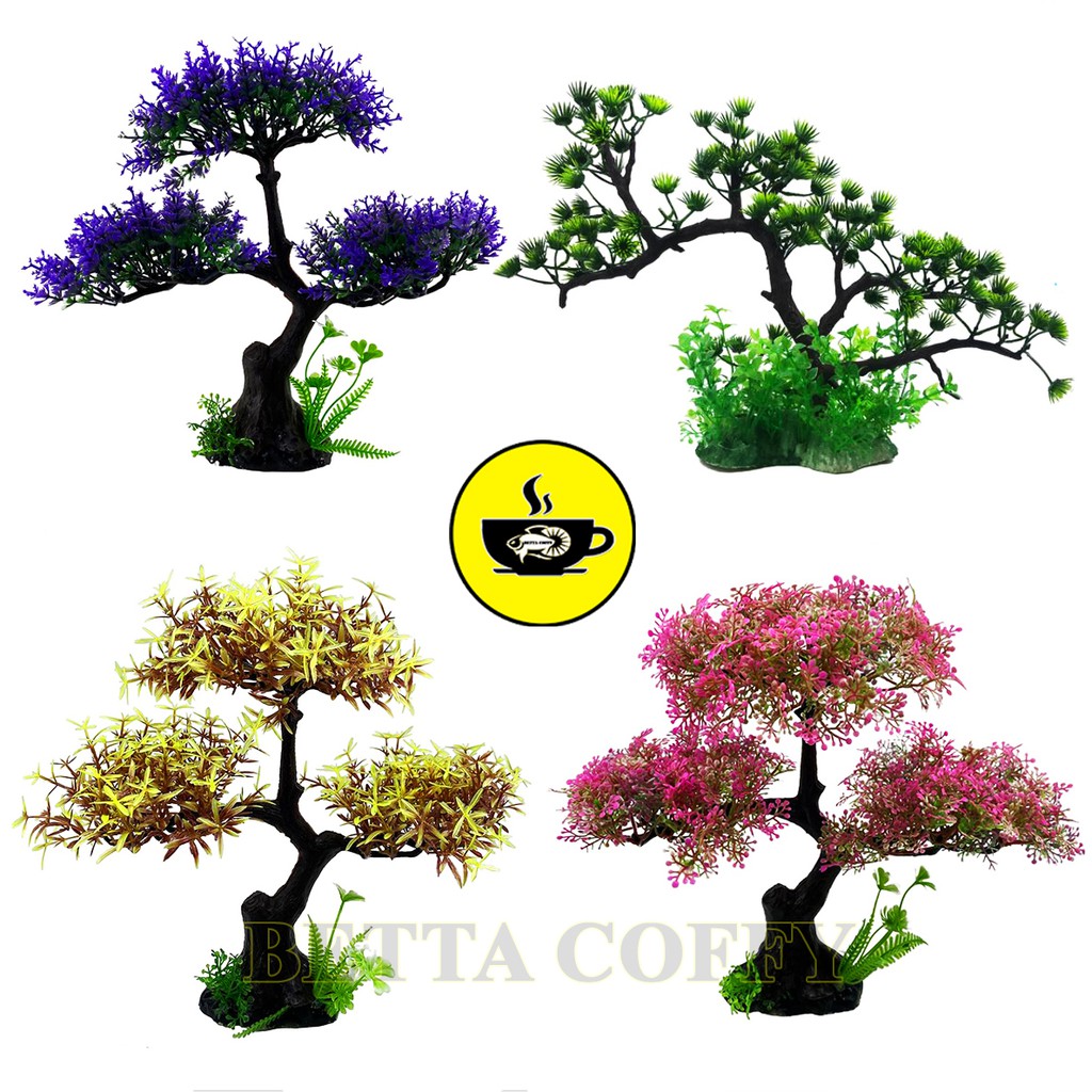 Cây nhựa dáng Bonsai - trang trí bể cá cực đẹp