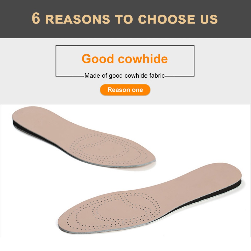 Miếng Lót Giày Da Bò Hai Mặt Thấm Hút Mồ Hôi Thoáng Khí Tăng Chiều Cao Chống Trượt Thoáng Khí