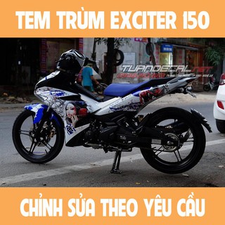 Tem Trùm Exciter 150 Samurai Trắng Xanh Đẹp
