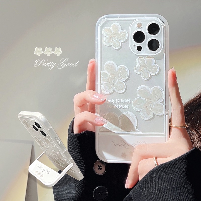 (SIÊU RẺ) Ốp lưng iphone hoa trắng to pretty good có thanh đỡ 7plus/8/8plus/x/xr/xs/11/12/13/pro/max/plus/promax