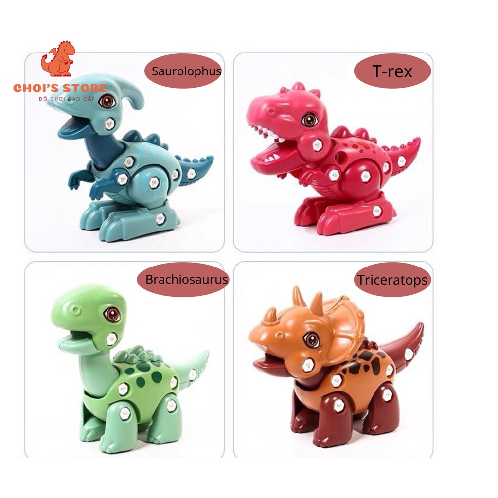 Bộ đồ chơi lắp ráp 4 khủng long sáng tạo cao cấp cho bé, kèm tua vít, phát triển tư duy cho bé Choi Store 22