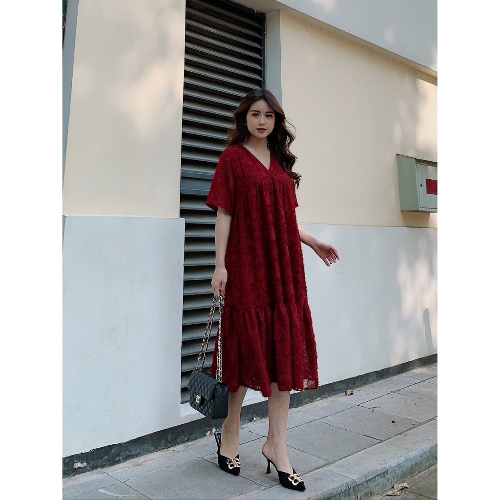 Đầm Suông Dài Rộng MICHI House Váy Xuông Thiết Kế Cổ Tim Ngắn Tay Freesize Thoải Mái, Bầu Mặc Cũng Xinh V952 | BigBuy360 - bigbuy360.vn