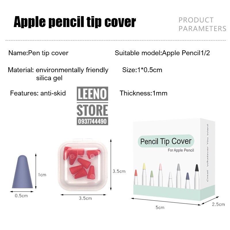 Set 8 Đầu Bọc Silicon Bảo Vệ Ngòi Bút Apple Pencil 1/2