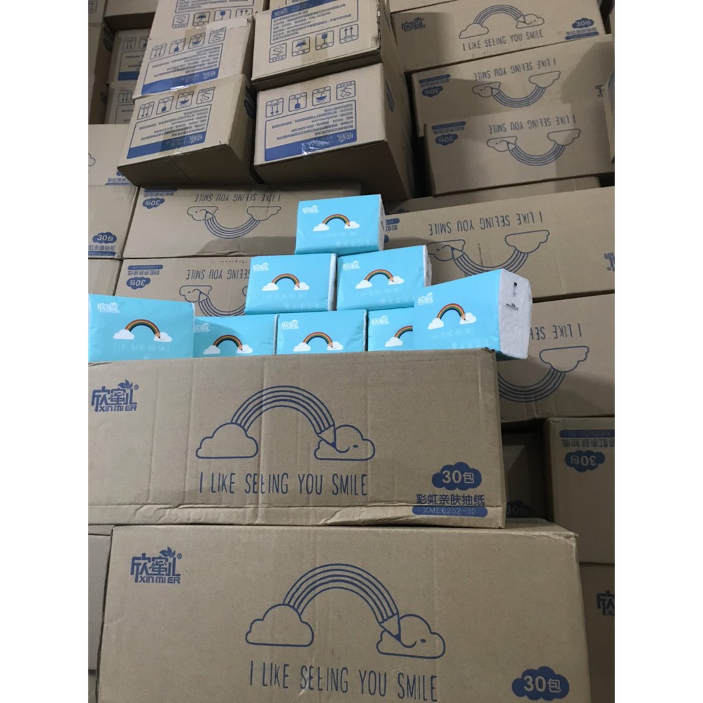[mua tối đa 6 thùng/đơn] Thùng 30 GÓI GIẤY ĂN CẦU VỒNG XINMIER/ XIN MIER/ XIN MI ER SIÊU DAI