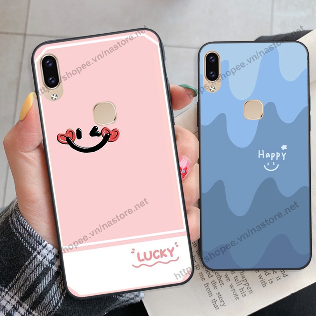 Ốp lưng Vivo V11 / V11i / Y85 / V9 / Y91 / Y95 mặt cười, họa tiết caro đơn giản đẹp cute