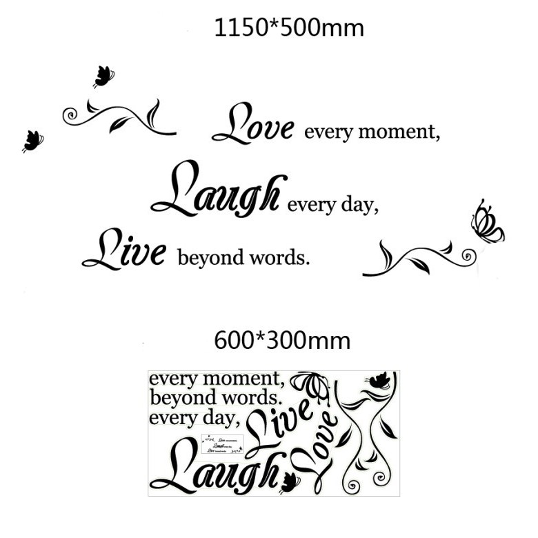 Giấy dán tường chữ LOVE - LAUGH - LIVE Ý NGHĨA