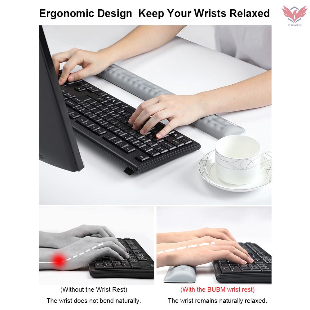 Fir BUBM Wrist Rest Pad Memory Foam Ergonomic Mouse Pad Comfortable Cloth Non-slip Texture Wrist Rest Support Mat for Office Gaming PC (Large, Black)