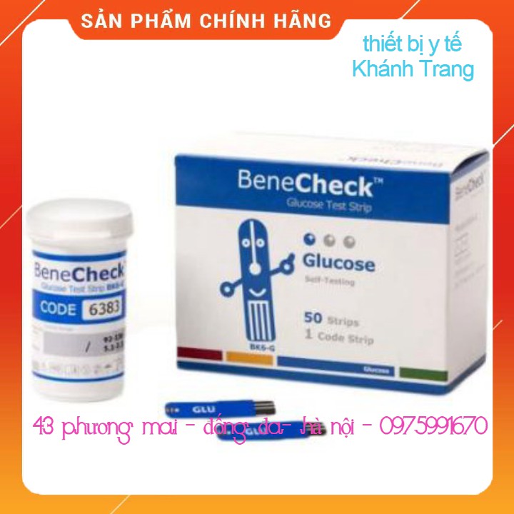 (Giá sỉ) Que thử đường huyết Glucose Benecheck Plus Đài Loan, Hộp 50 que
