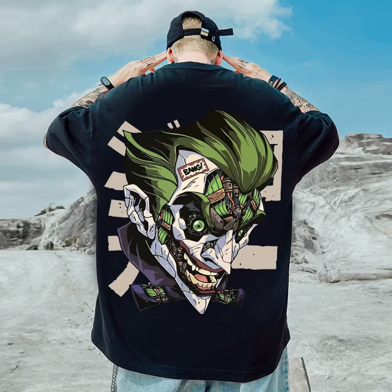 【Plus Size】m-5xl 6XL 7XL 8XL Áo Thun Tay Ngắn Dáng Rộng Thời Trang Hàn Quốc Phong Cách Retro Cho Nam ​Áo Thun Cặp Đôi In Joker Hip hop