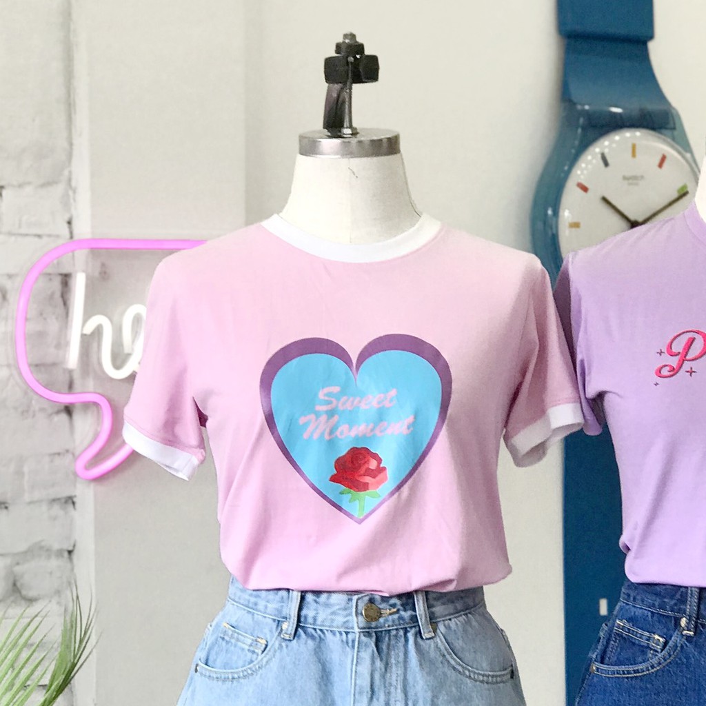 [Mã LT50 giảm 50k đơn 250k] Usthebasic - [Shopee Exclusive] Áo thun tay lỡ Sweet Moment Tee