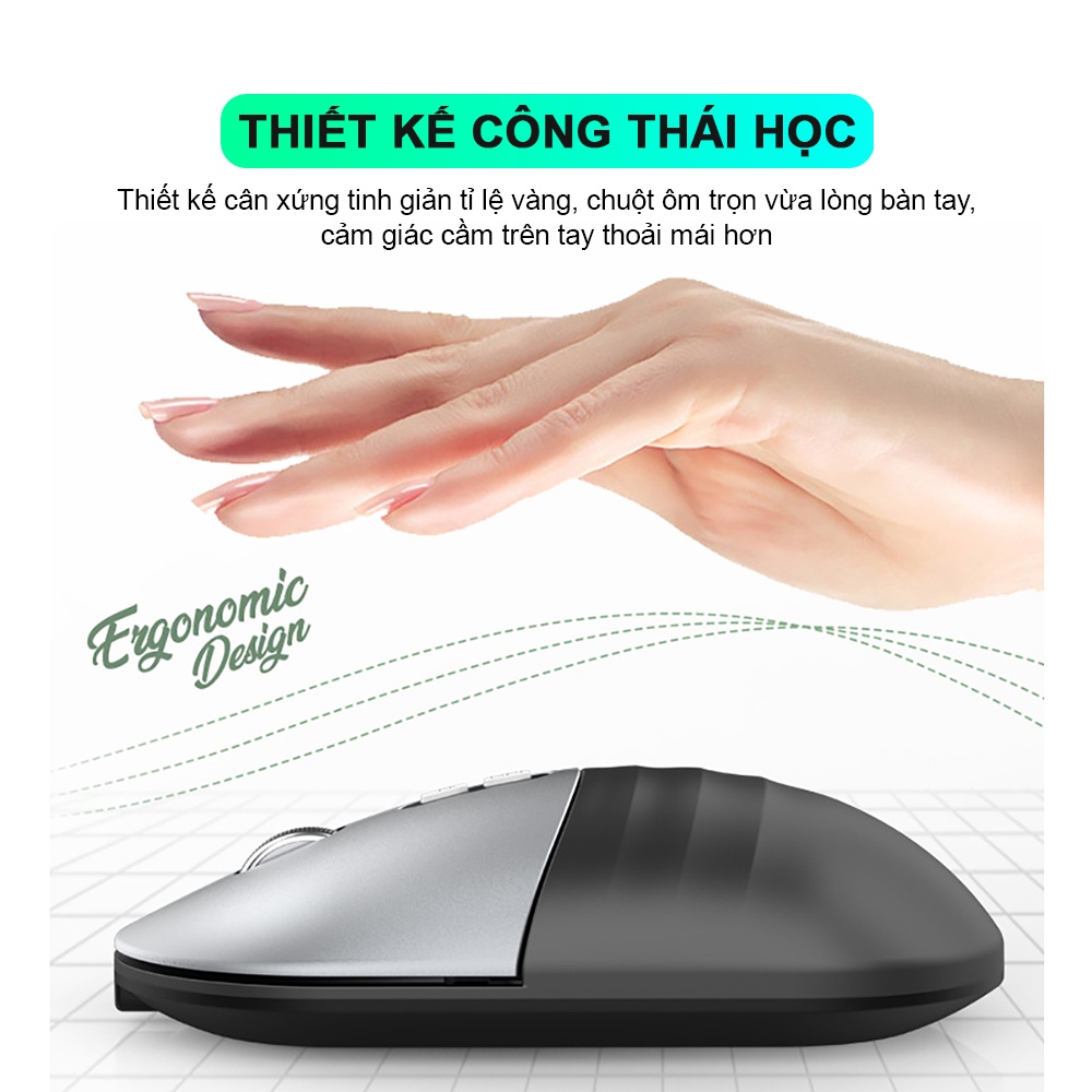 Chuột không dây Bluetooth pin sạc SIDOTECH A30 tắt âm silent công thái học nhỏ gọn nhiều màu sắc dành cho dân văn phòng