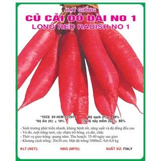 20g Hạt giống Củ Cải Đỏ Dài   