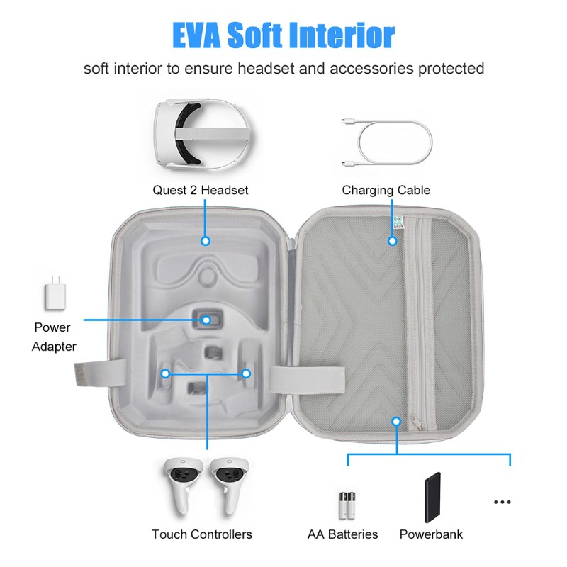 KOK Portable Travel EVA Storage Bag Protective Case Carrying Box Cover Suitcase for -Oculus Quest 2 Virtual Reality System Accessories